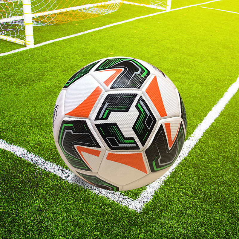 New diamond-patterned football, wear-resistant No. 5 pvc sports outdoor football, creative whirlwind, white machine-sewn student football Specification image