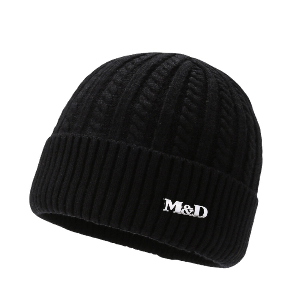 Men's winter woolen cap, thickened knitted cap, elastic band, warm and cold-proof. Women's headscarf cap with fleece to protect against wind and cold Item Picture