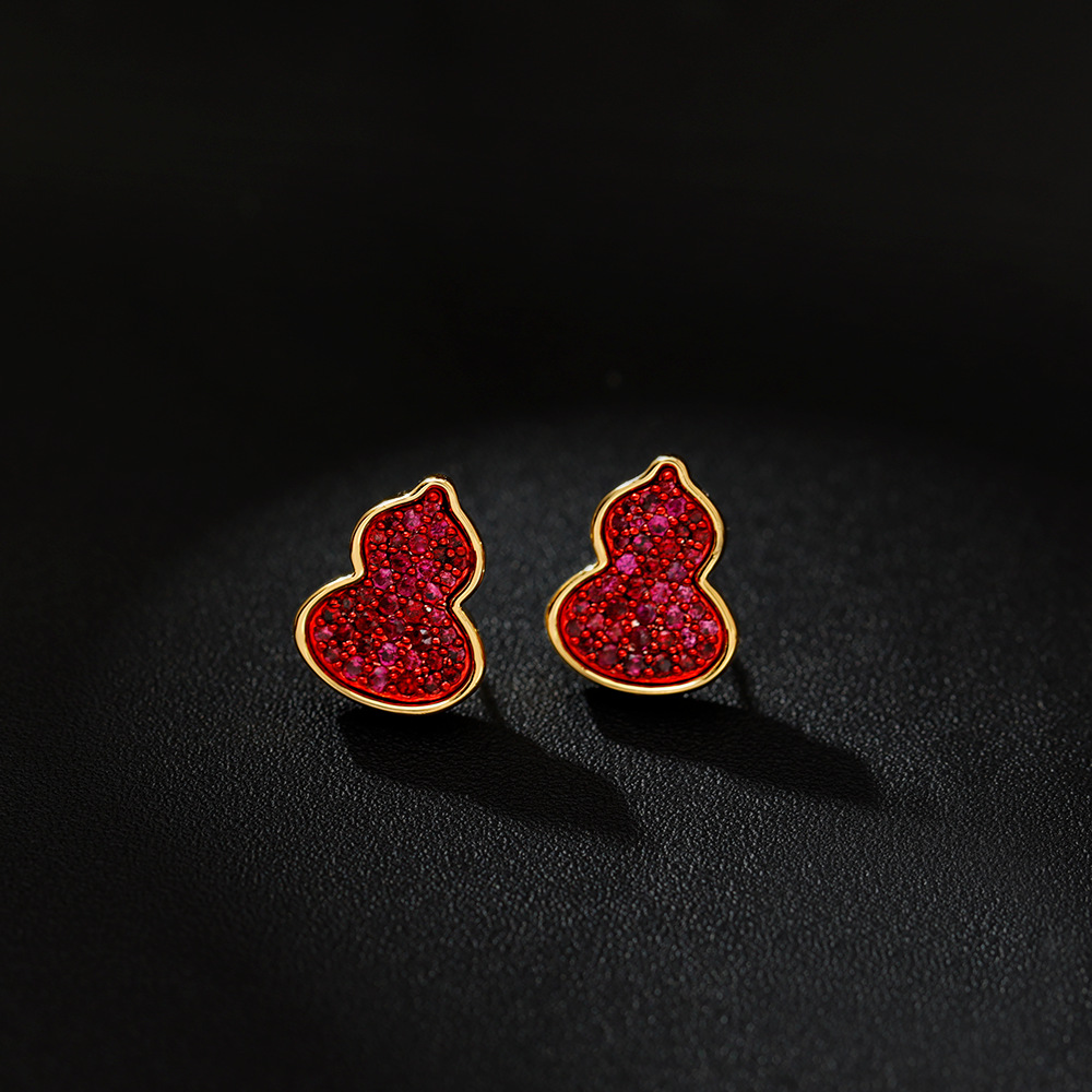 Hyacinth Zircon gourd Stud 2025 New bestseller, high-end, light luxury, elegant and grand, niche design, small and exquisite for women Specification image