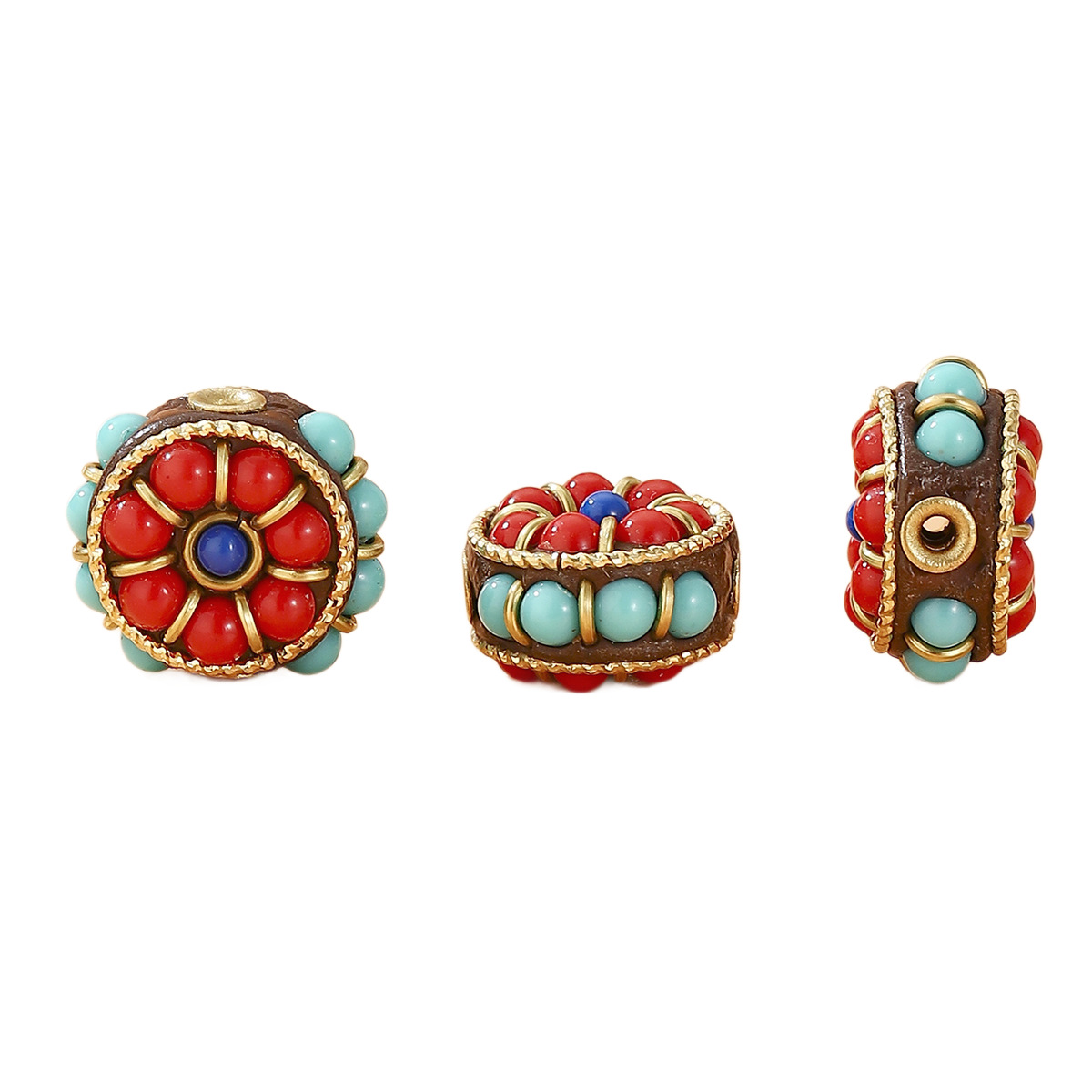 Retro Tibetan-style Nepalese hand-inlaid bucket bead ethnic style DIY jewelry accessories, partition bead back cloud bead Item Picture