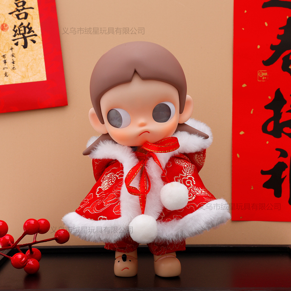 New Year's style cape for kids, red shawl for Spring Festival and winter, blind box, Star people's cloth replacement outfit, Zsiga Gazi Sister small clothes details Picture