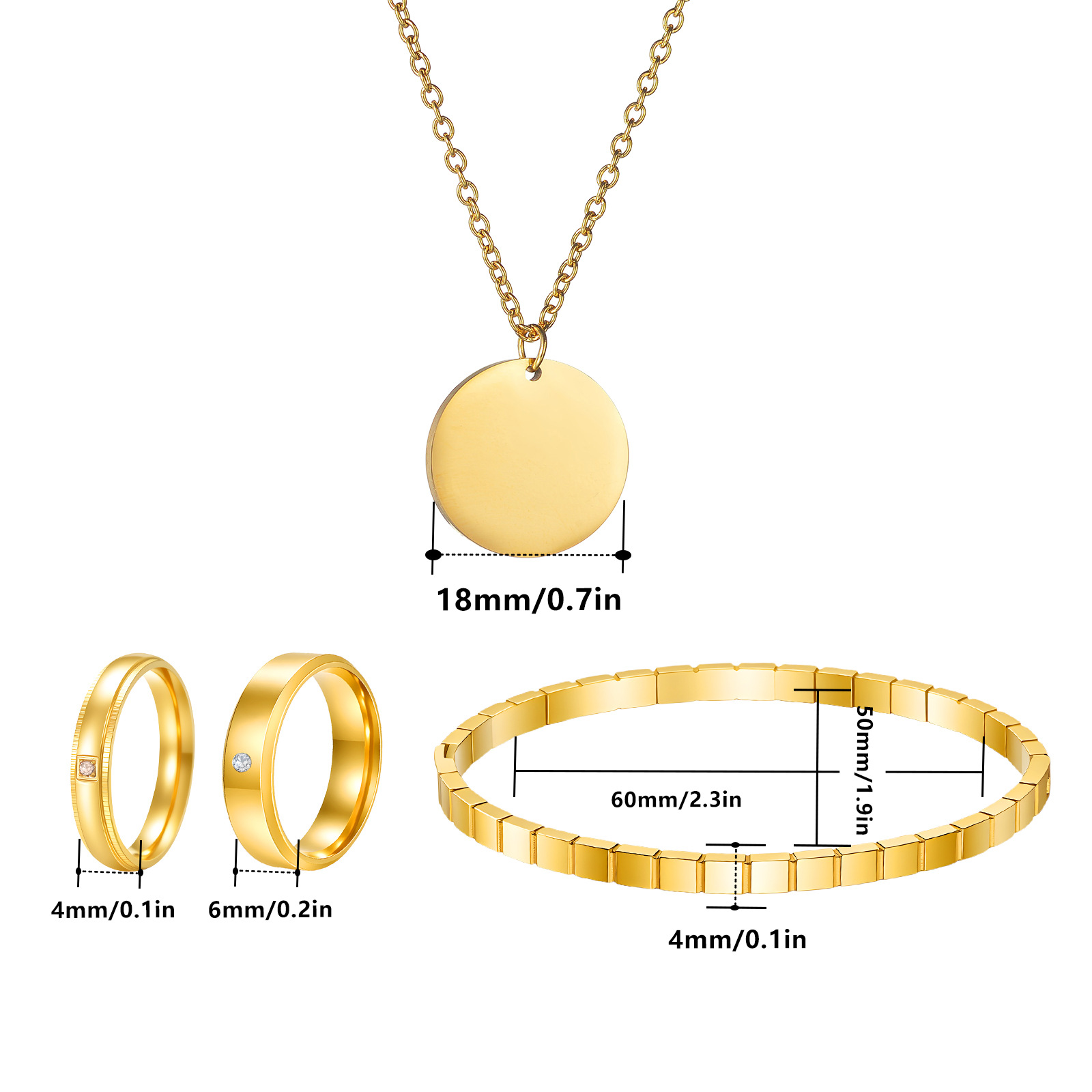 Three fashionable stainless steel rings, bracelets and necklaces with diamond-encrusted designs for cross-border European and American women Application Scenario