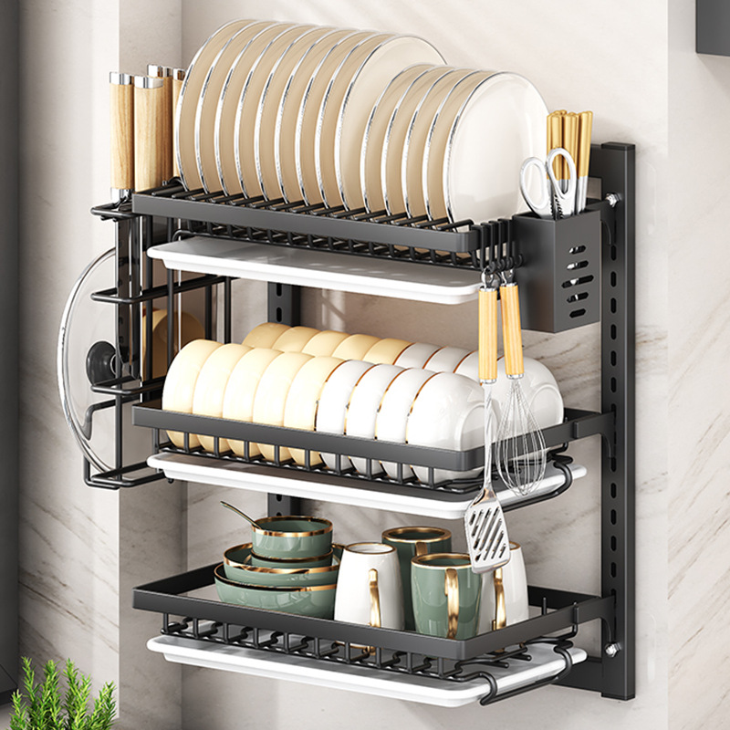 Carefully selected wall-mounted dish and bowl storage racks, kitchen storage racks, household chopsticks and bowl storage boxes, multi-layer dish and bowl draining racks Specification image