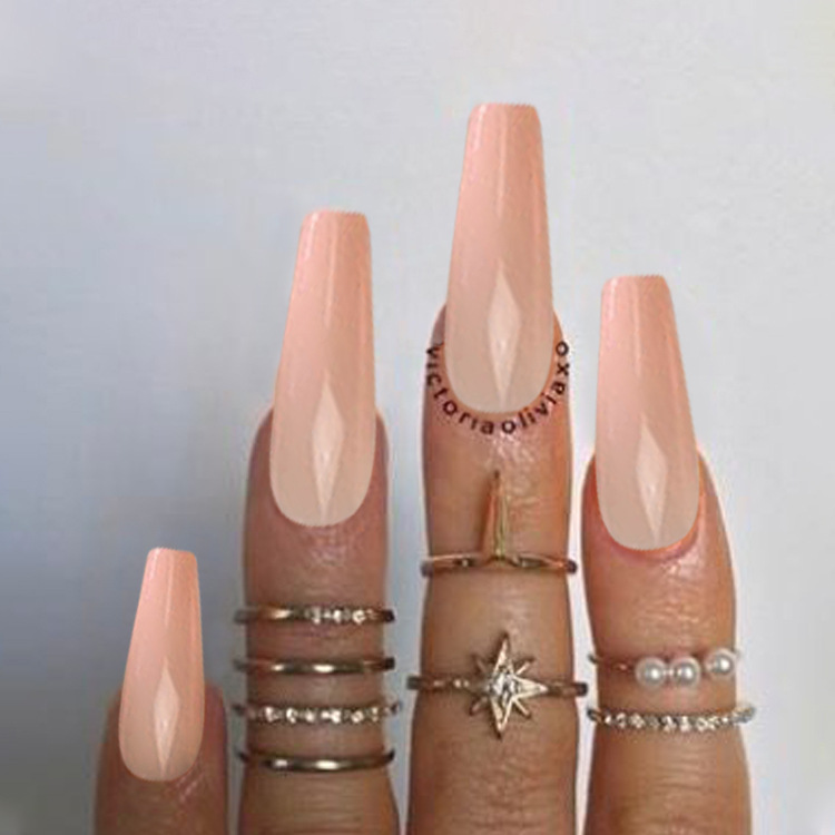 Cross-border exclusive supply of artificial nails, long ballet shiny nail art, long nail patches, finished wearable nails wholesale details Picture