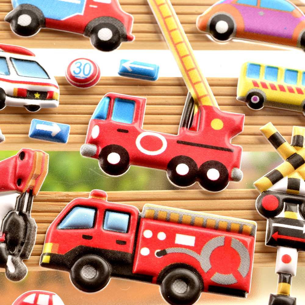 Children's toys, transportation vehicles, engineering vehicles, cars, 3D bubble stickers, kindergarten boys, reward stickers Specification image