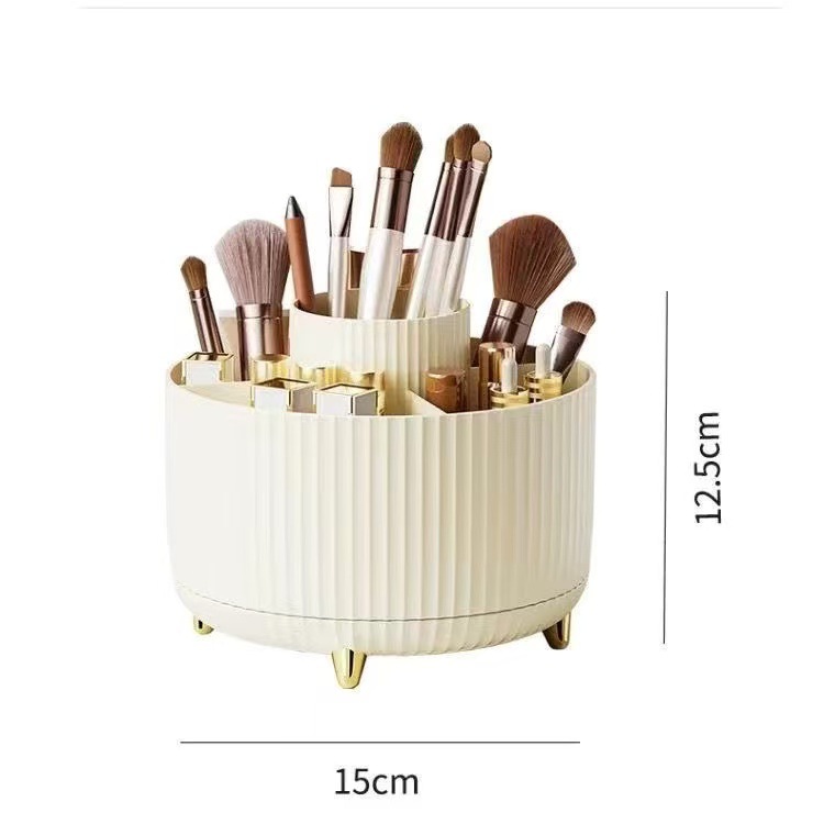 Desktop rotating makeup brush storage holder, cosmetics shelf, desktop dressing table, eyeshadow brush, lipstick box, pen holder Item Picture