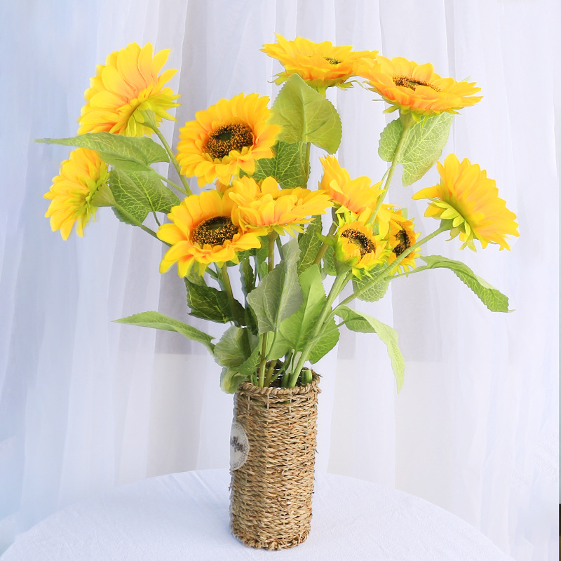 仿真向日葵花太阳花把束塑料假花绢花家居室内装饰景观仿真花批发