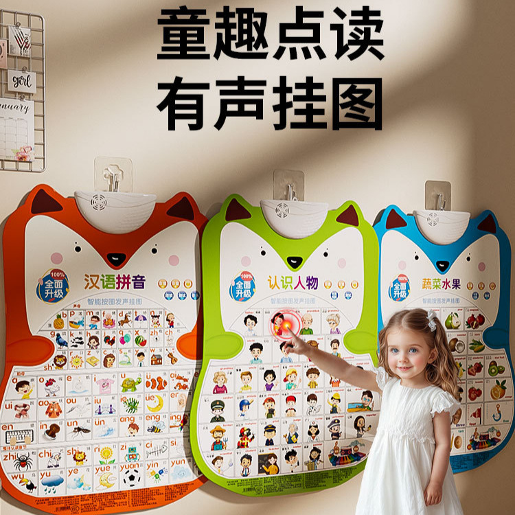 Bebé audio early learning flip chart lectura de punto vocal bebé y niños alfabetización cognitiva aprendizaje puzzle iluminación juguetes pegamento de pared details Picture