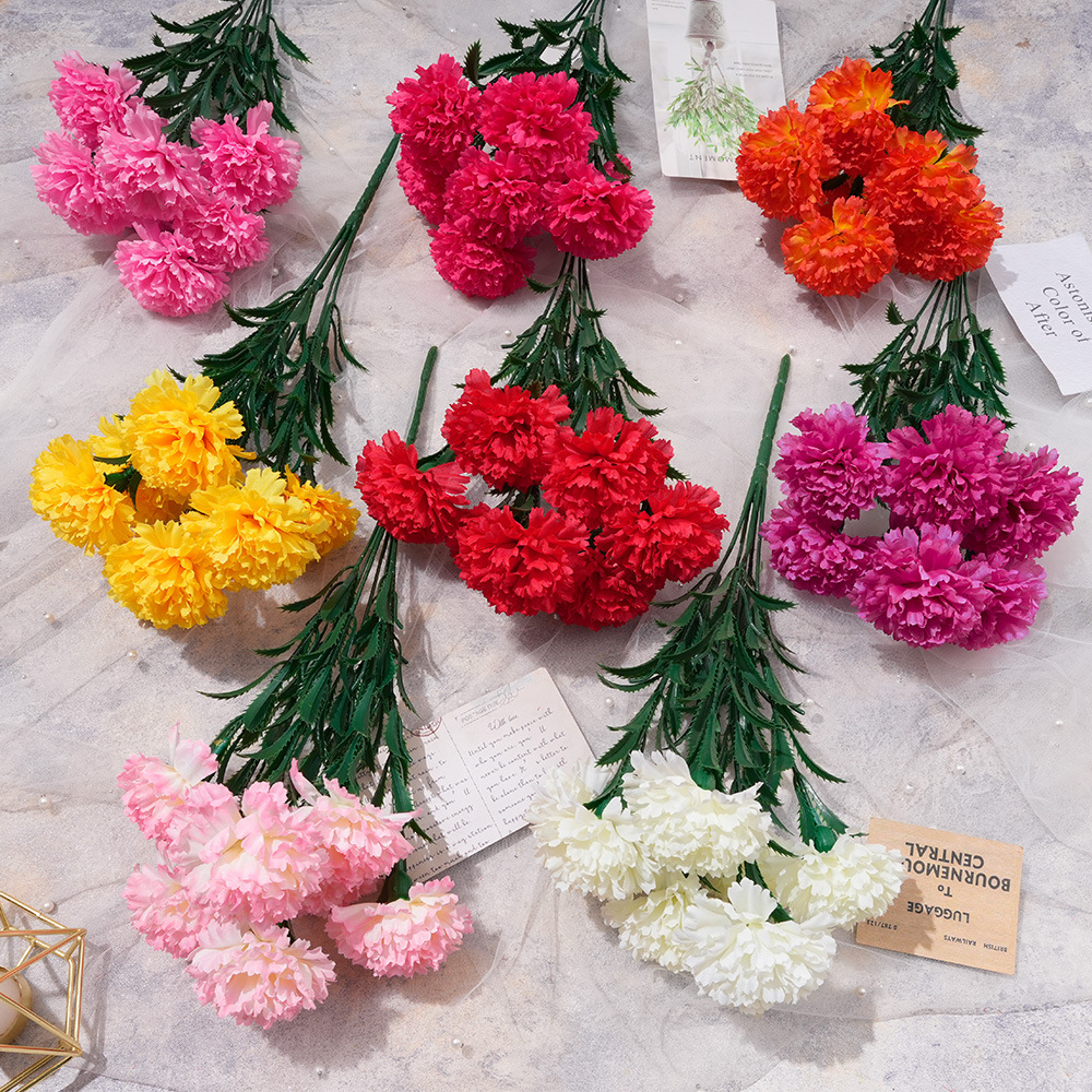 仿真花7头水草康乃馨小把花婚庆花材店内摆设花艺绢花批发成品假