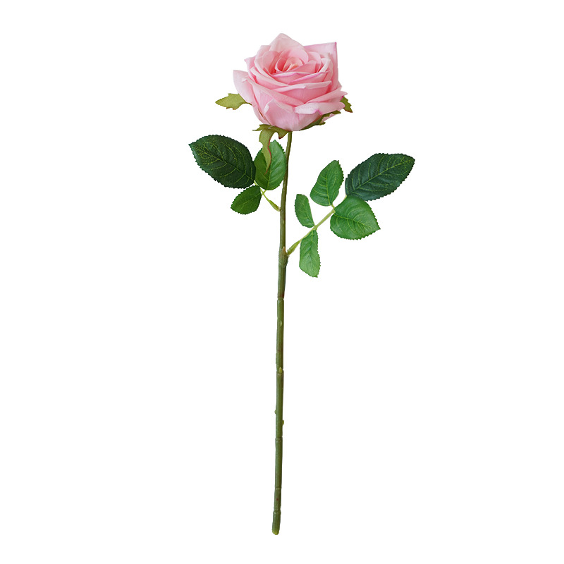 Single moisturizing rose artificial flower, Nordic simulation flower, living room dining table, TV cabinet decoration, hand feel moisturizing rose Item Picture