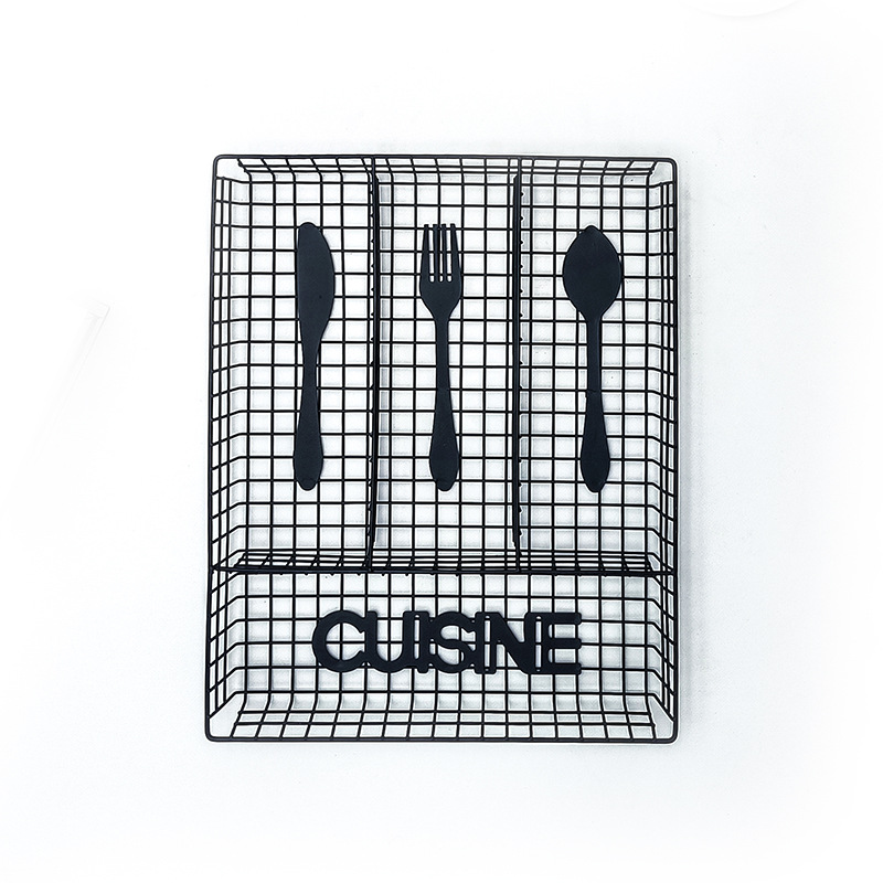 Four-compartment tableware storage box, iron storage basket, kitchen, restaurant and hotel draining tabletop, metal storage basket for knives and forks Item Picture