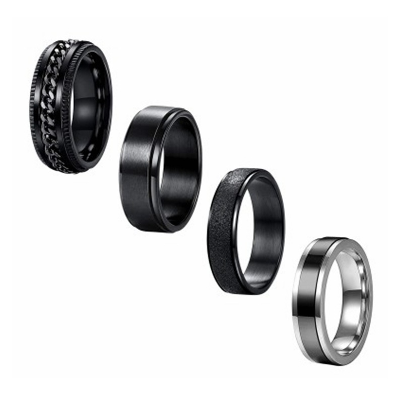 Amazon's best-selling titanium steel jewelry, European and American men's and women's rotating stress-relieving rings, rotating chain rings, sandblasted jewelry