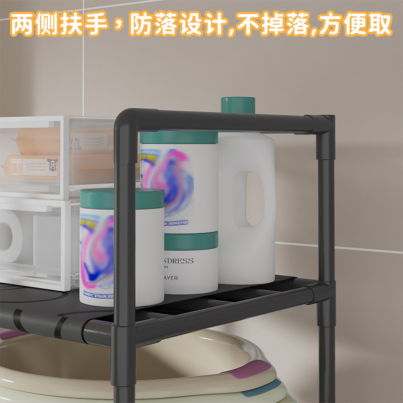 New cross-border wheeled double-layer storage dirty clothes basket, bathroom storage rack, multi-functional dirty clothes storage rack Application Scenario
