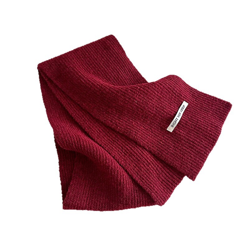 One-piece consignment of Japanese-Korean style woolen scarves, women's knitted woolen warm solid color, autumn and winter small scarves, college style, couple's street stall wholesale Item Picture