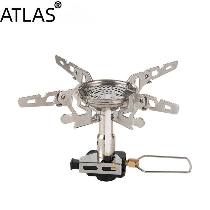 ATLAS portable outdoor camping stove, stainless steel windproof high-flame gas stove, mini gas stove, camping water boiling details Picture