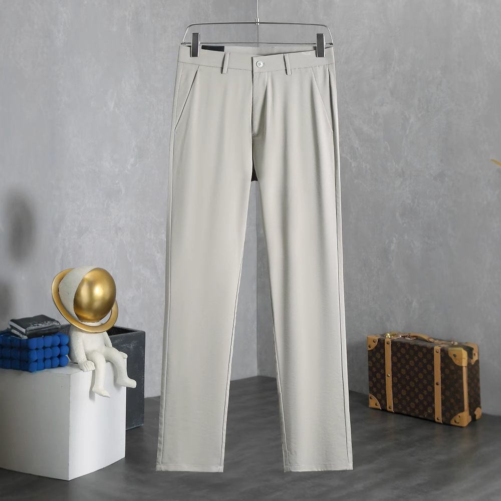 Spring/Summer light luxury four-sided pop-up high-end casual pants for men, straight-leg business loose, fashionable, cool and trendy men's pants, simple and elegant details Picture