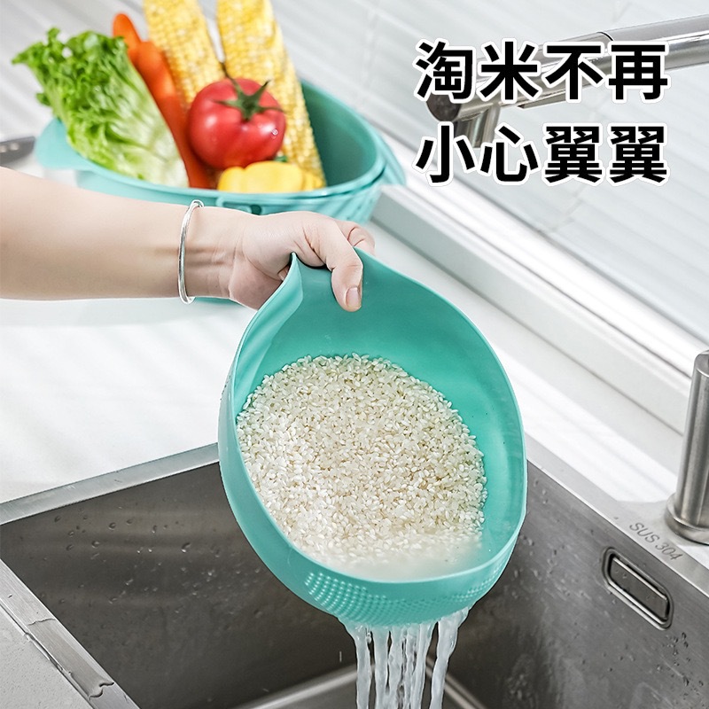 Kitchen household vegetable washing wonder: thickened rotating draining basket, vegetable washing basin, plastic basin, draining basin, fruit plate, rice-washing basin Specification image
