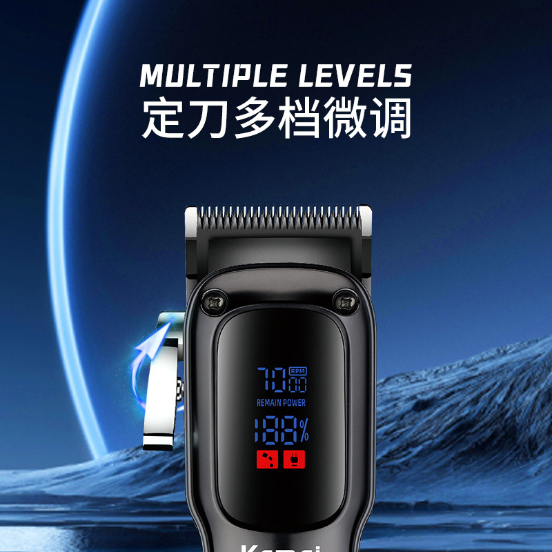 KEMEI /KEMEI nuevo diseño especial para peluquería corte de pelo de alto rendimiento corte de pelo digital pusher corte de pelo de larga duración Specification image