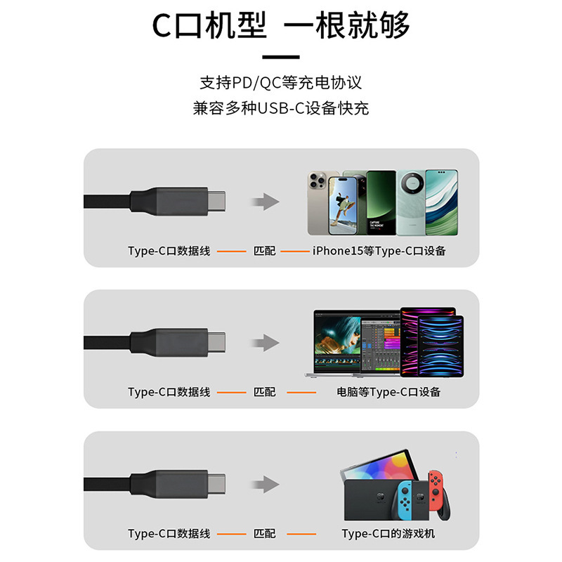 Comercio exterior magnético llavero de succión para teléfono móvil cable de alimentación 2 en 1 cable de carga tipo c aplicable apple 1516 cable de datos details Picture