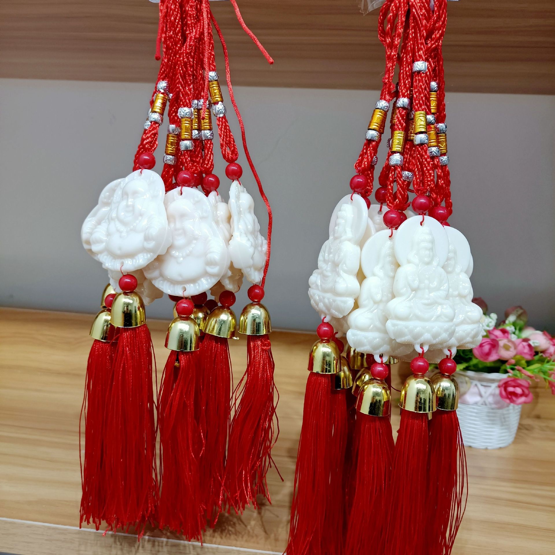 【1-3区】大白佛 挂件 50/捆	饰挂件汽车内部钥匙挂件白佛像挂件大号观音佛流苏挂坠2元批发