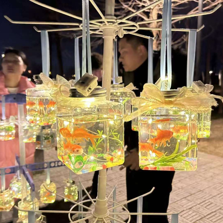 鱼缸/挂树上鱼缸/玻璃缸/金鱼/积木鱼缸产品图