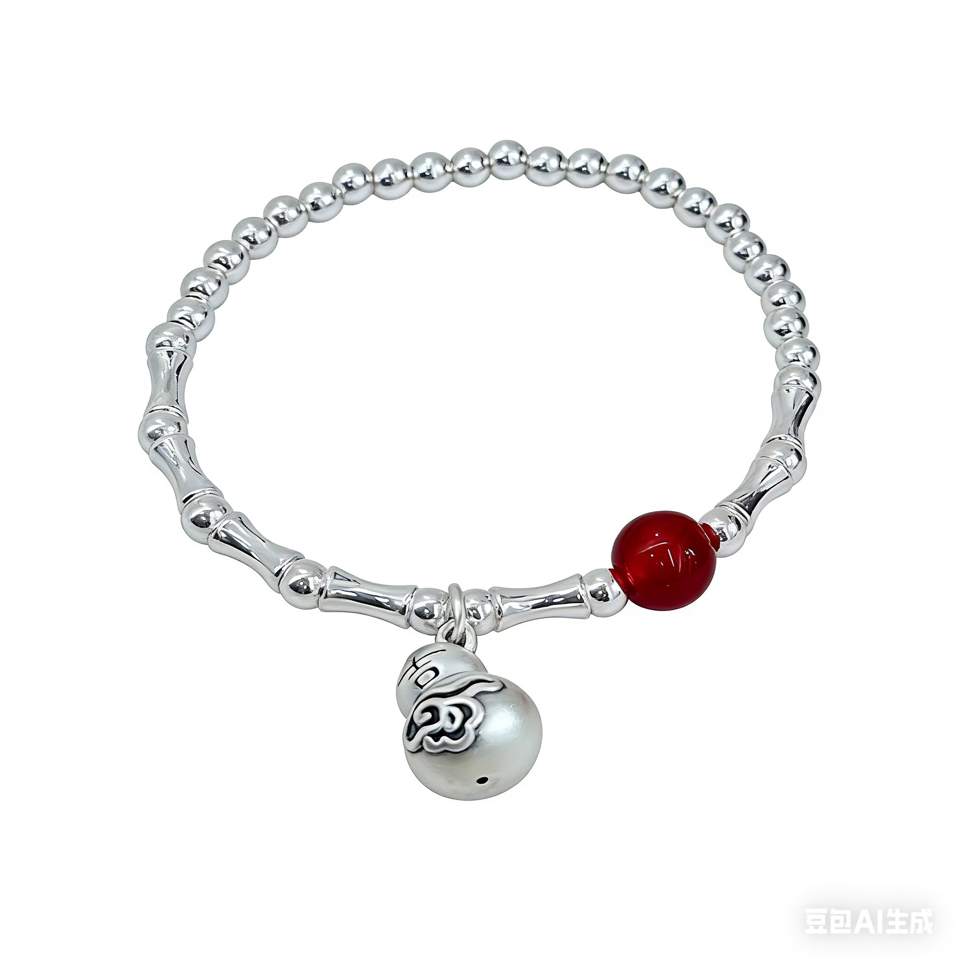 999 pure silver 12.19 red agate bamboo joint gourd bracelet, a niche design new Chinese-style traditional Chinese style bracelet for women, with a light luxury and high-end feel Item Picture