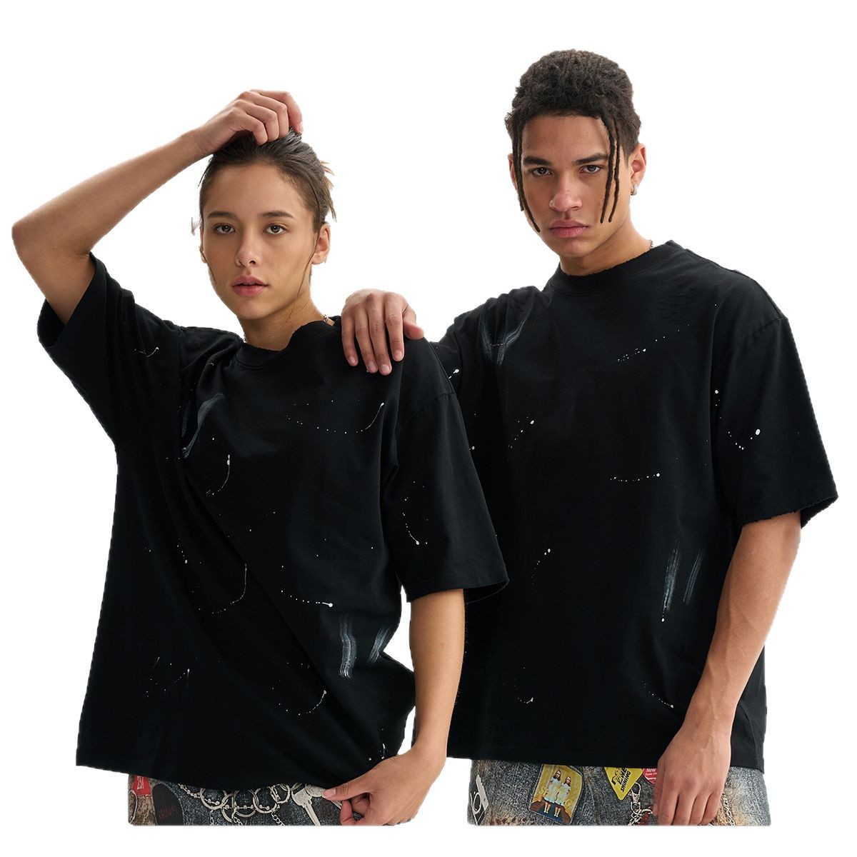 ETAI Men's Wear: A cross-border pure cotton loose-fitting high-quality heavyweight T-shirt brand, offering a touch of retro short-sleeved T-shirts for men Item Picture