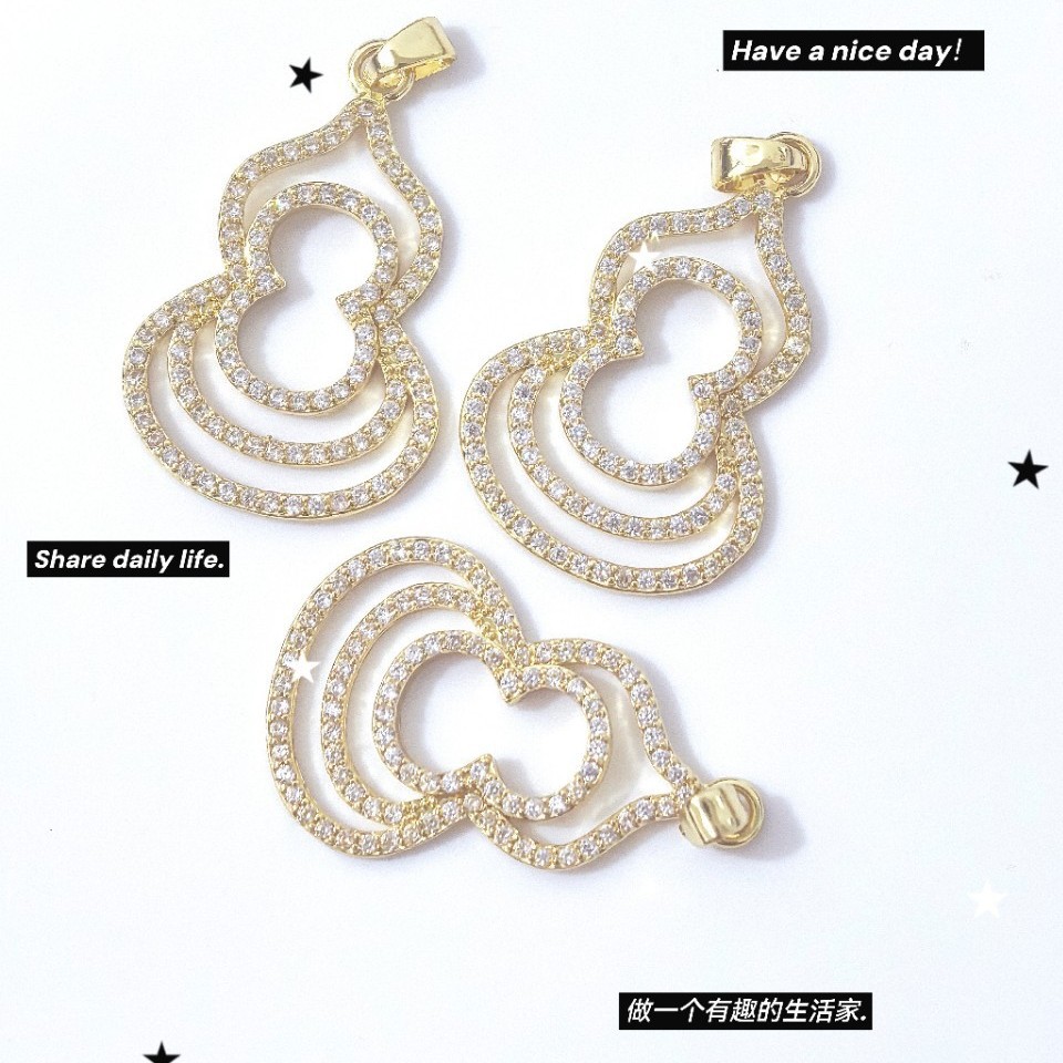In 2025, the new heavy industry full-diamond gourd earrings and pendants are high-end and light luxury earrings with an exquisite 18k gold texture Specification image