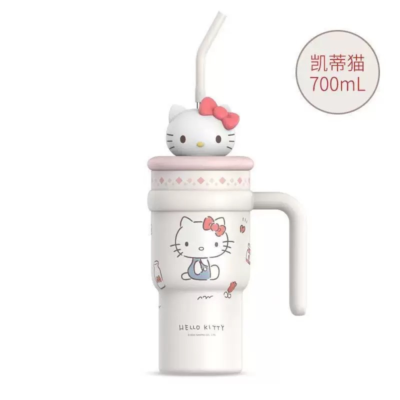 三丽鸥凯蒂猫儿童保温杯316食品级不锈钢高颜值卡通吸管水杯细节图