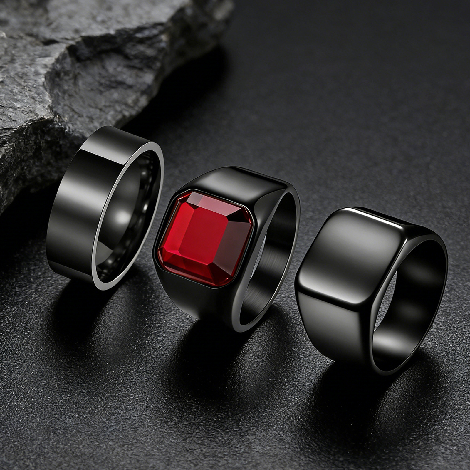 European and American cross-border Amazon stainless steel seal ring, European and American men's sports accessories square large ring with diamonds