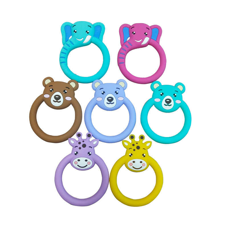 婴幼儿硅胶餐具牙胶/新生儿/彩虹多巴胺硅胶/家政保洁相关用品/用品白底实物图