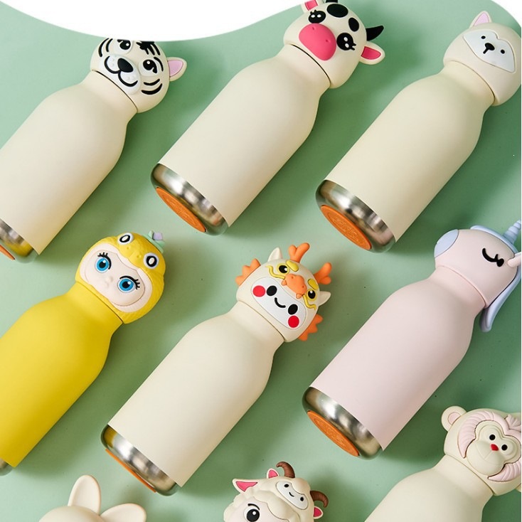 跨境专供海豹卡通保温杯 真空双层304不锈钢儿童壶