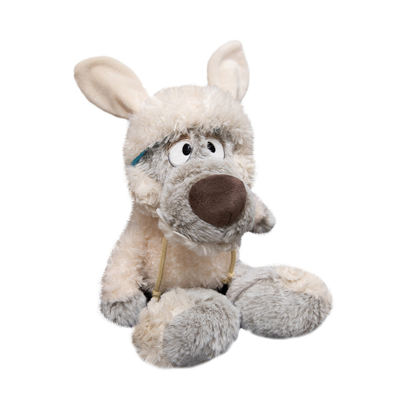 NC Little Wolf cub doll wearing a hat and dressed in sheepskin, cute gray Wolf plush doll, children's birthday gift Item Picture