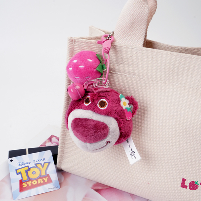 Genuine Disney figurines, strawberry bear keychains, Teddy plush toys, backpack pendants, bag pendants Specification image