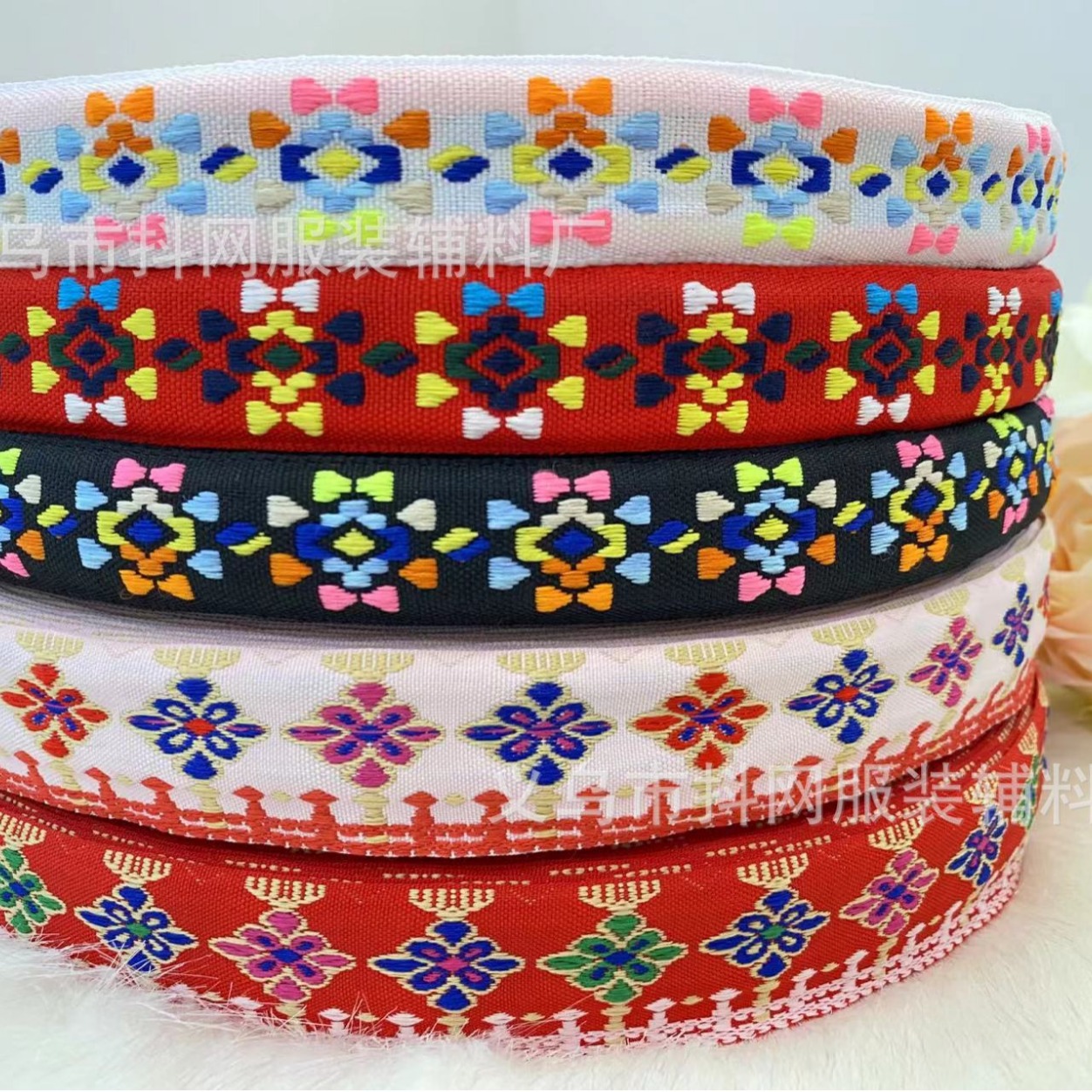2.5--3.0cm estilo étnico jacquard bordado correas rendimiento accesorios de ropa caja de regalo cinta de embalaje details Picture