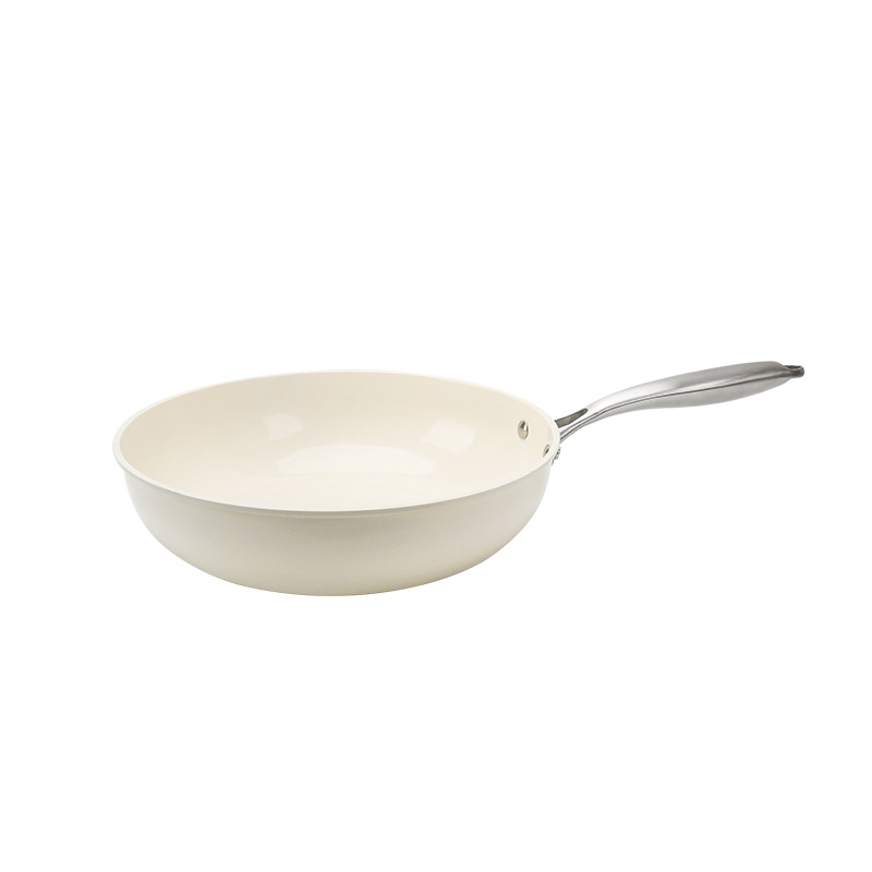 不锈钢无磁双耳锅/铁锅炒菜锅/炒锅炒菜锅/纯钛锅/锅具白底实物图