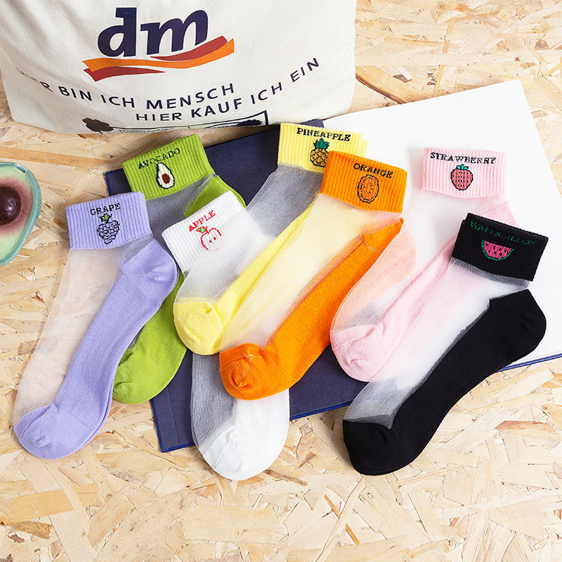 Women's short socks, summer pure cotton, summer ultra-thin invisible crystal socks, internet-famous Daisy silk socks, Instagram trend details Picture