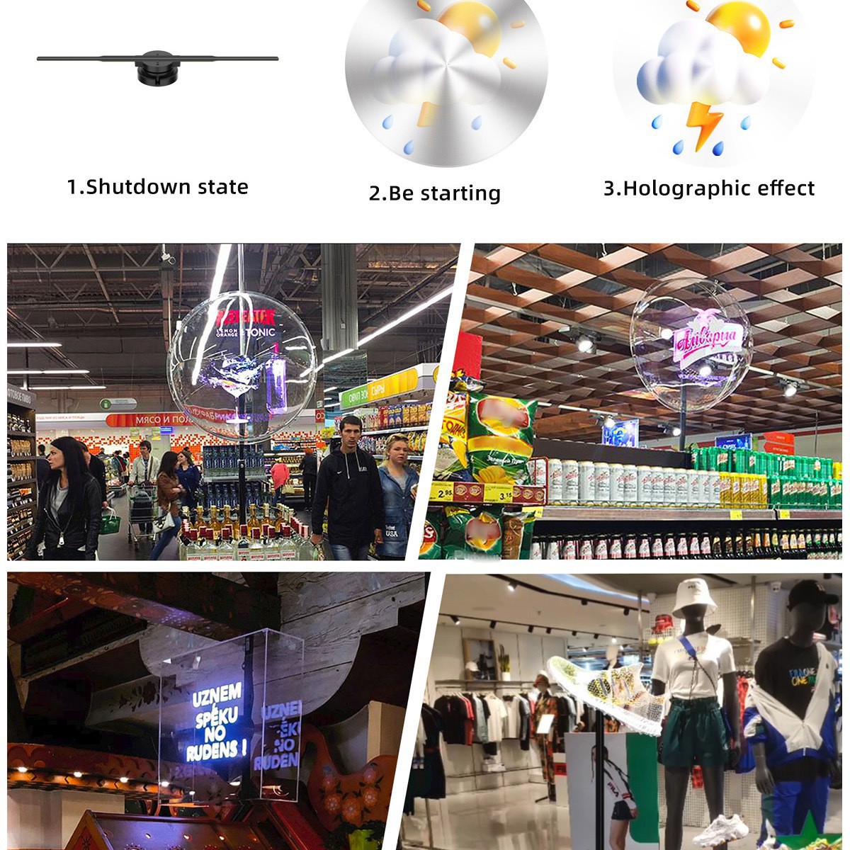 Holographic fan advertising machine, naked-eye 3D stereoscopic projector, rotating imaging LED, cross-border best-selling ultra-clear display screen Specification image