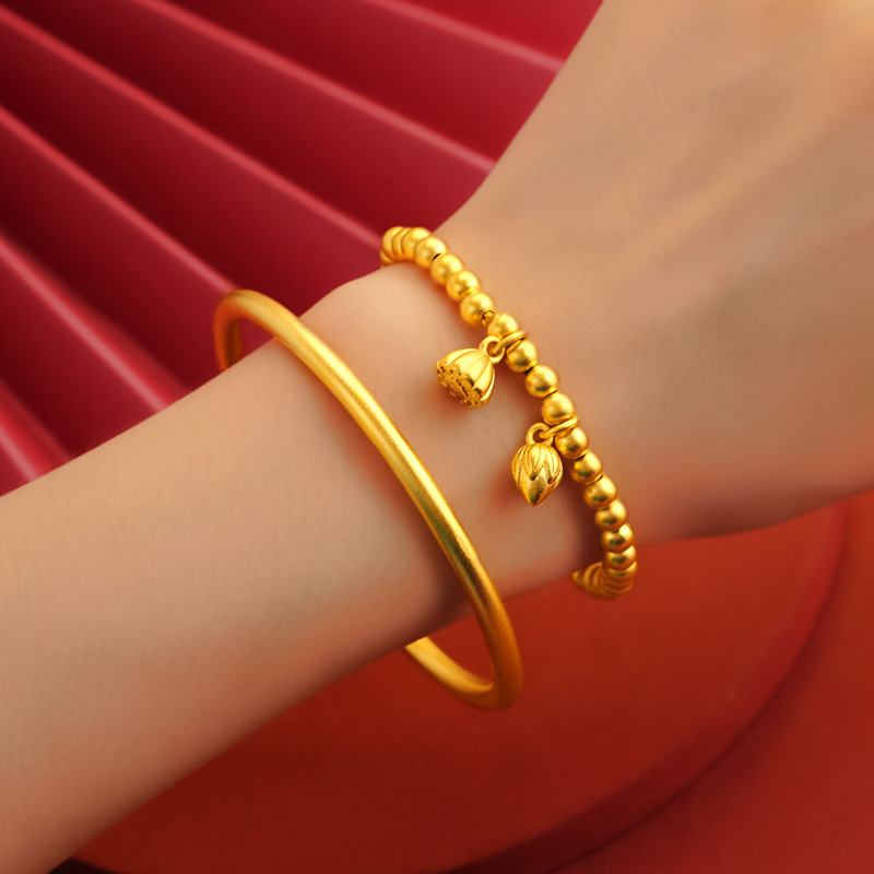 Vietnamese imitation sand gold bracelet, inheriting the ancient method of two generations of happiness bracelet, female four-leaf clover imitation gold bracelet simulation Specification image