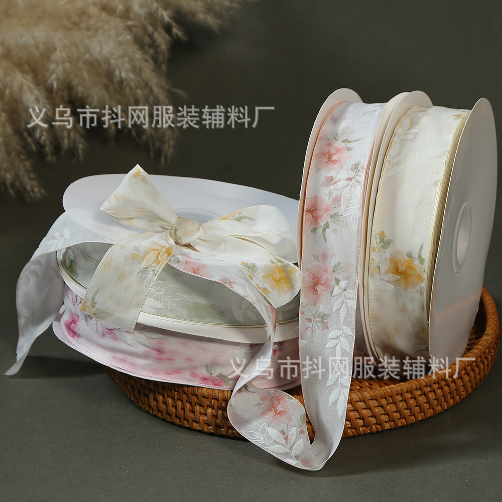 4cm单面小碎花织带手工DIY蝴蝶结发饰服装礼帽配饰辅料鲜花包装带