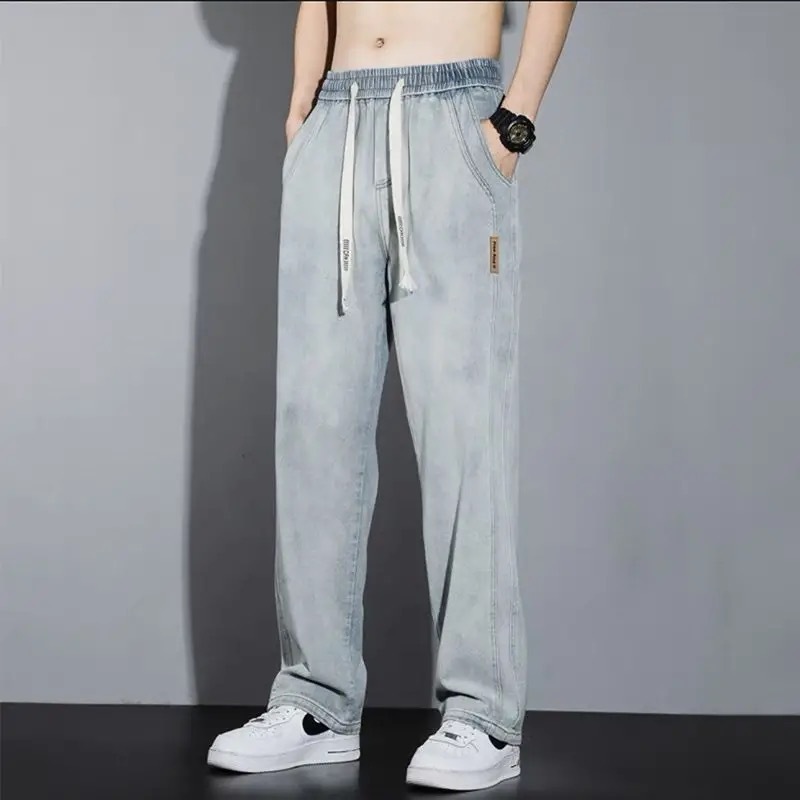 New loose straight-leg retro jeans for men in spring and autumn, wide-leg casual American workwear long pants for men Specification image
