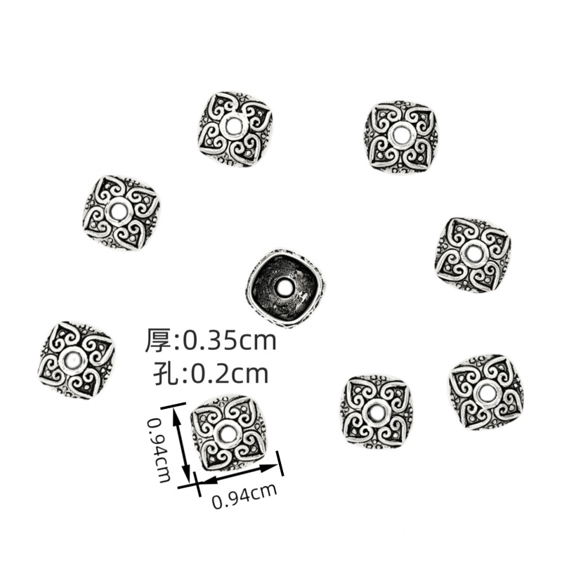 Multi-shaped retro flower tray beads, zinc alloy carved accessories, ancient-style DIY handcrafted bracelet spacers in stock at the factory Specification image