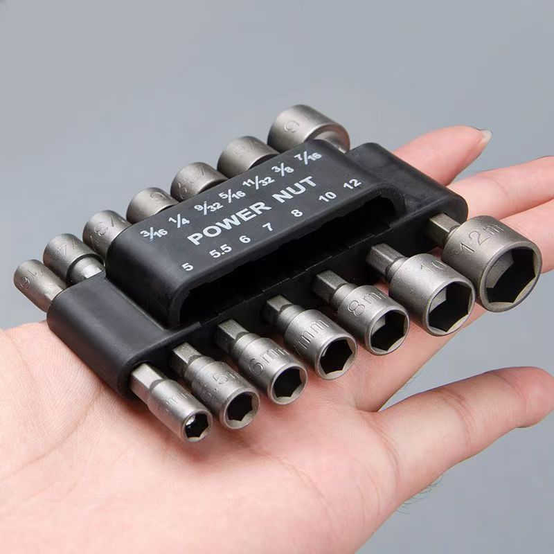 Air wrench socket set, complete set of screwdriver bits, electric wrench, deepening hexagon socket electric drill, air screwdriver bits 9-piece set, 14-piece set Specification image