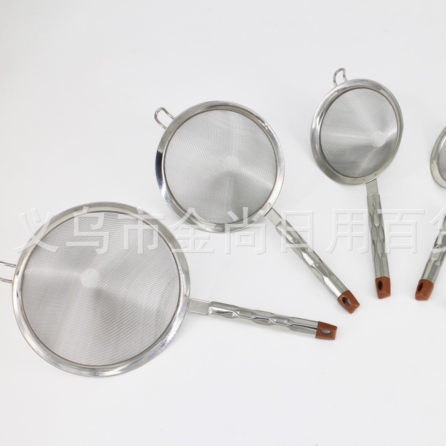 Household water cube steel handle conical deep mesh drain 304 stainless steel oil grid plate, fried chicken and French fries oil filter Specification image