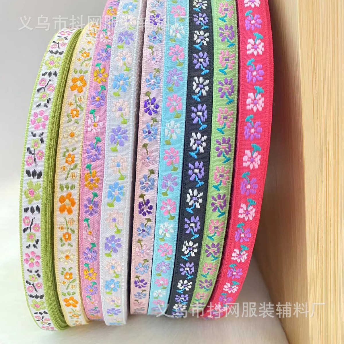 0.8cm jacquard embroidery DIY bow webbing Hanfu performance costume accessories gift box packaging tape