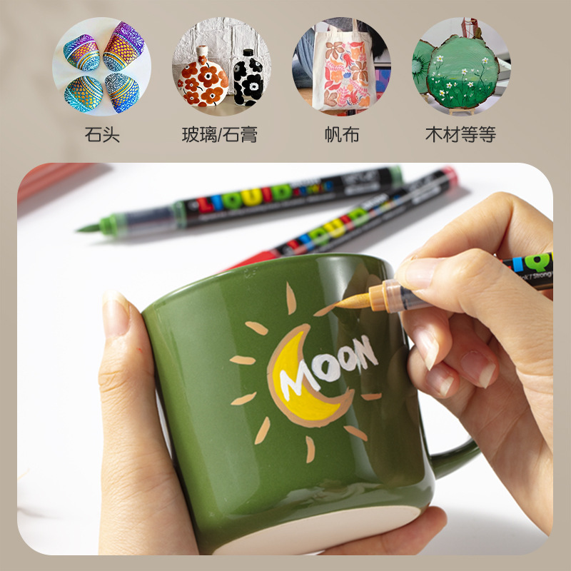 Tianhui Cross-border Direct liquid Acrylic Marker Pen wholesale Round rod ink Control Brush Student Soft Head Painting Watercolor pen Specification image