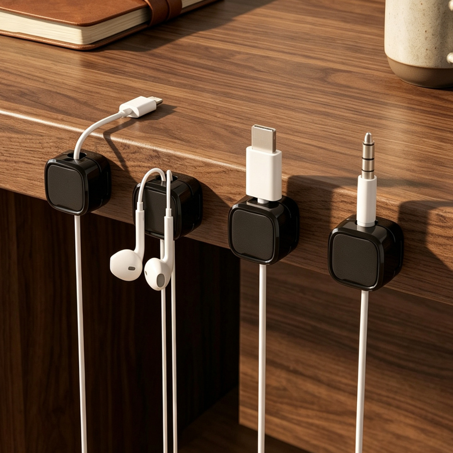 Magnetic cable organizer, desktop car data cable, mobile phone charging cable clamp, office snap-on plug holder, organization