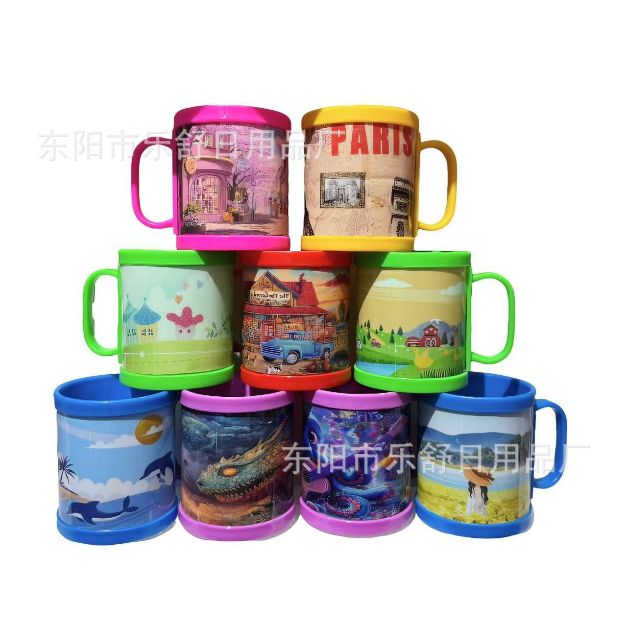 塑料/水杯/塑料八角杯/双饮塑料杯/八角塑料杯白底实物图