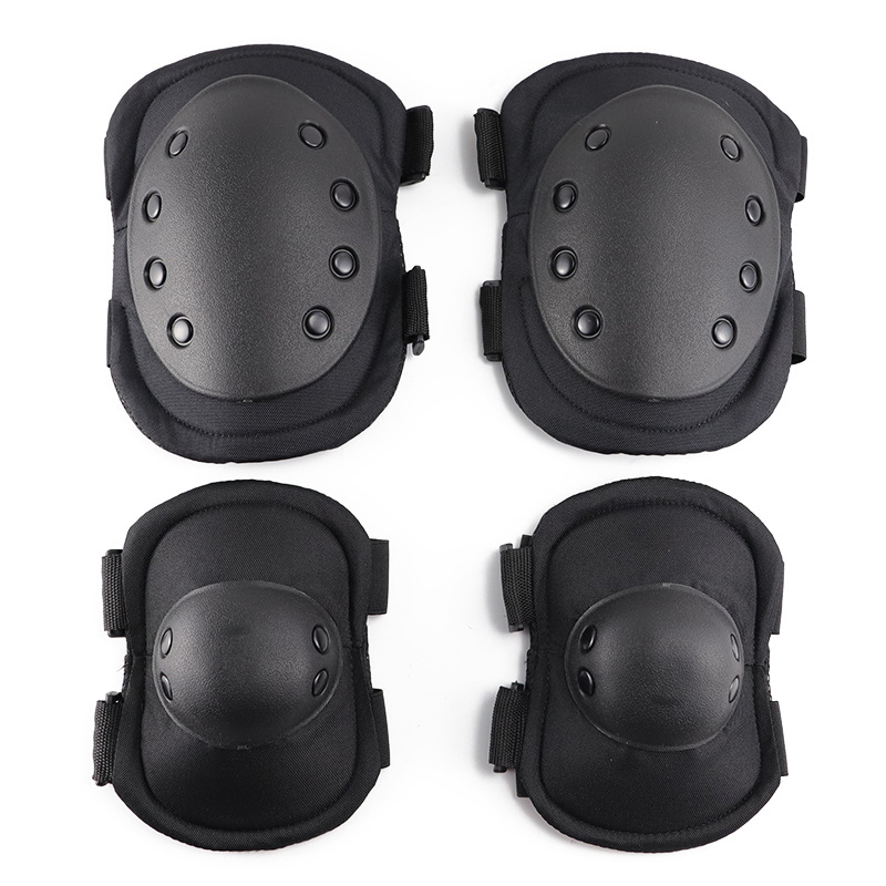 跨境货源黑鹰护膝护肘四件套 CS野战户外装备 军迷战术护具现货