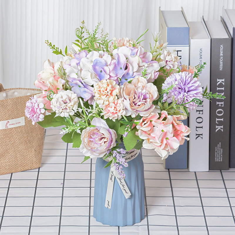 北欧ins仿真玫瑰牡丹手捧花束 婚礼摄影道具花艺家居装饰仿真花